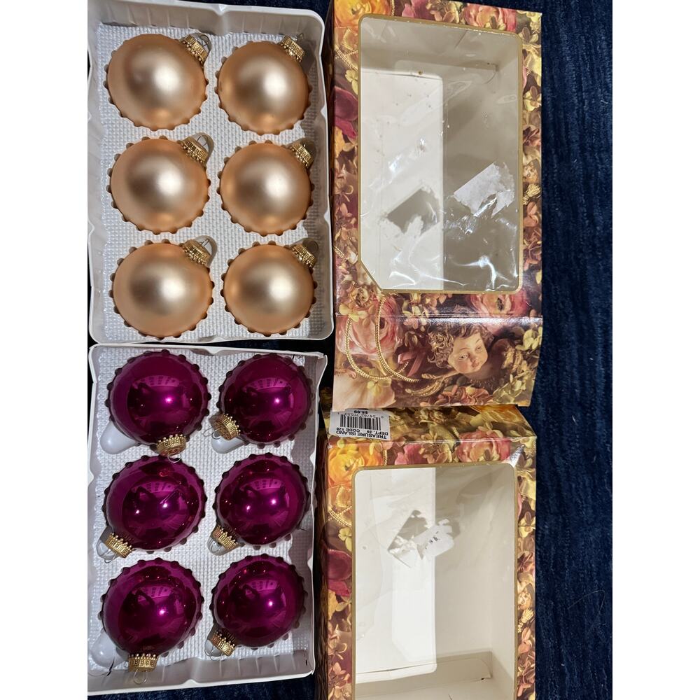 Vintage Glass Renaissance exquisite Christmas glass ball Ornaments w/boxes